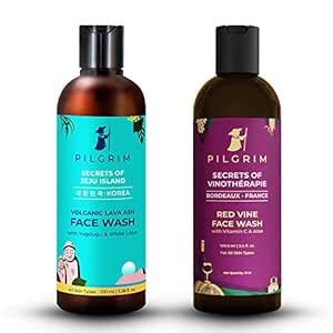 Pilgrim Jeju Face Wash Cleanser 100ml + Red Vine Face Wash Cleanser ...