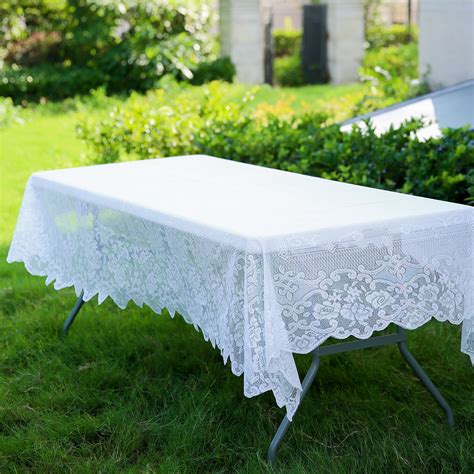 BalsaCircle 60" x 108" White Rectangular Tablecloth Floral Lace Table Linens Dining - Walmart.com