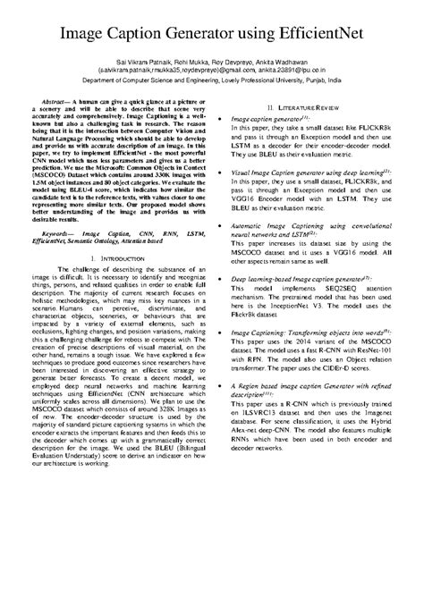 Image Caption Generator using Efficient Net - Image Caption Generator ...