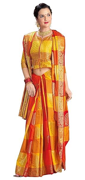 EthnicJunction Women's Booti Work Zari Butta Banarasi Silk Saree With ...