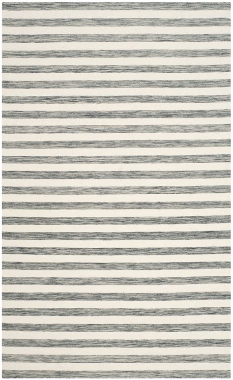 Safavieh Dhurries Drema Hand-knotted Stripe Area Rug Grey/Ivory 4' x 6 ...