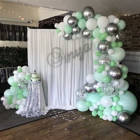 Mint Green Balloon Arch | Baby shower balloon arch, Mint green baby ...