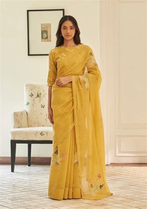 Rue Floral Threadwork Saree