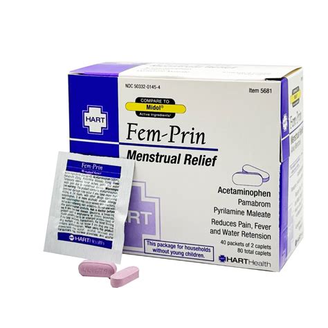 Fem-Prin, Feminine pain reliever, Menstrual Relief, Stop Cramps, compare to Midol