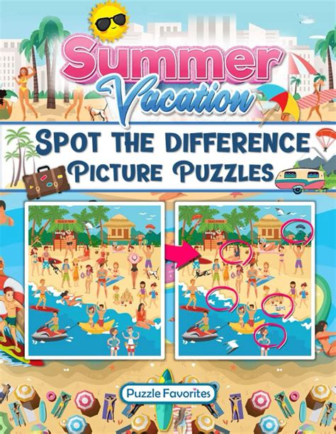 Buy Summer Vacation Spot the Difference Book: Features fun beach ...