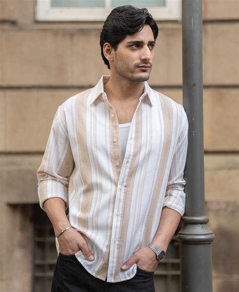 Beige Structure Stripe Shirt – Powerlook