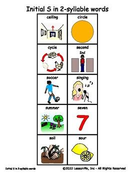 Initial S in 2-syllable words by Miss GuacaMOLLY SLP | TPT