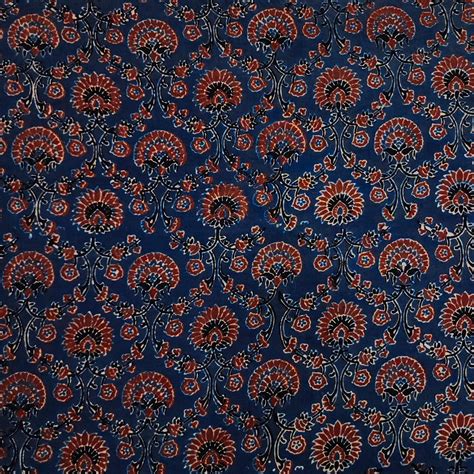 Pure Cotton Double Ajrak Blue With Black Maroon All Over Hand Block Pr ...