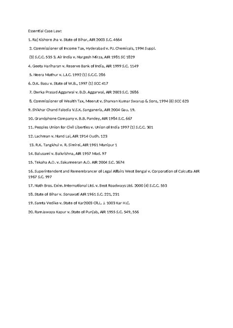 Essential Case Laws for Legal Studies: Key References for Students ...