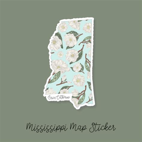 Mississippi State Flower Map Vinyl Sticker – Erica Catherine