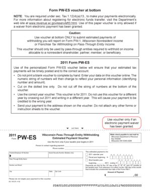 Fillable Online 2011 DC-145 Form PW-ES, Wisconsin Pass-Through Entity ...