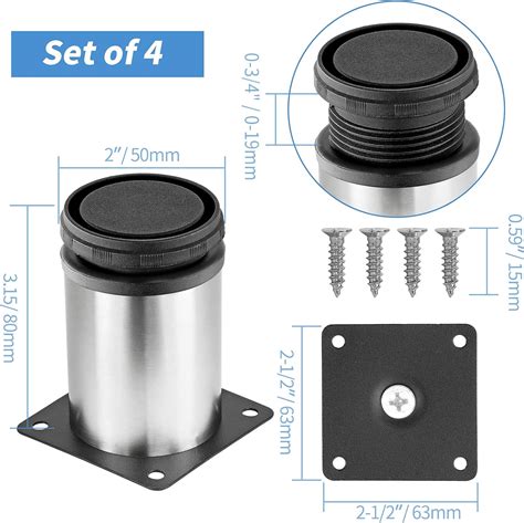 Buy Masendelk 3 Inch Metal Furniture Legs Stainless Steel Adjustable ...