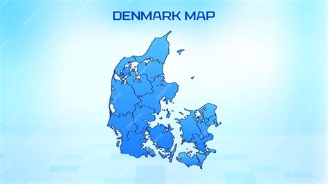 Premium Vector | Blue detailed map of Denmark with States administrative divisions