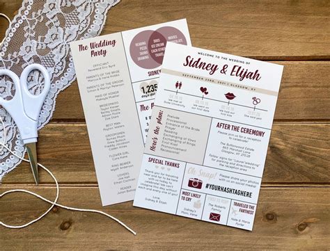 Buy Printable Infographic Wedding Program, Burgundy Ceremony Program ...