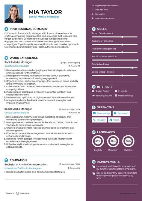 10+ Social Media Manager Resume Samples & Templates for 2025