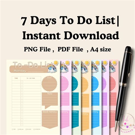 7 Day to Do List Printable 24 Hour Daily Planner minimal to Do List 24 ...