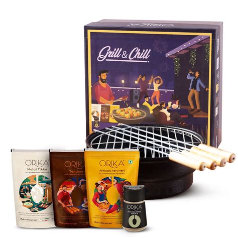 Orika Grill & Chill Portable Barbeque Griller Set with Seasonings/Mari