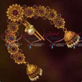 H16129 Red Stones Matte Gold Reddish Plated Rakodi Bridal Hair ...