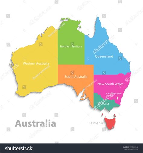 Australia Map With Country Names Australia Editable Continent Map With