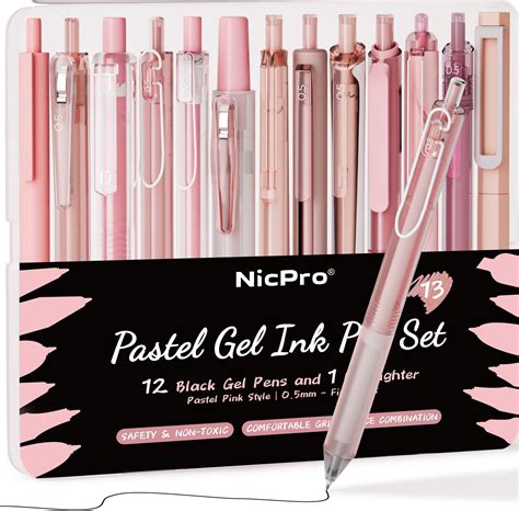 Nicpro 13PCS Pastel Gel Ink Pen Set with Case, Cute 0.5mm Fine Point ...