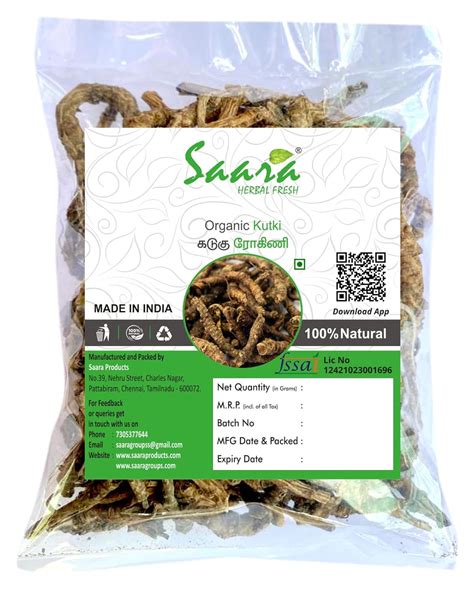 Buy SAARA Kadugu Rohini | Kutki Root | Katuka Rohini | Picrorhiza ...