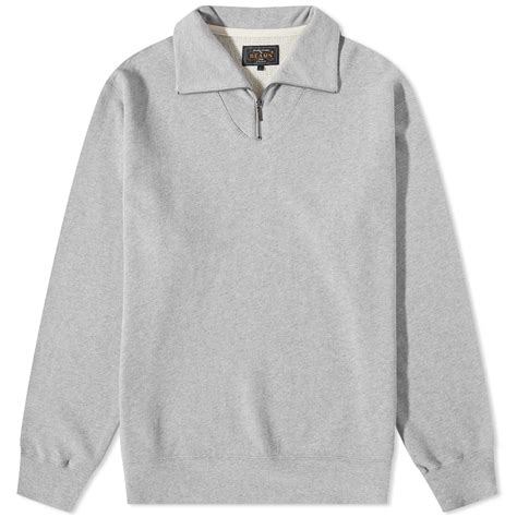 Beams Plus Half Zip Sweat Heather Grey | END. (US)