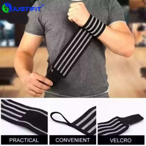 JUSTIFIT Wrist Bands for Gym Adjustable Hand Wrap Strap (1 pair) Wrist ...