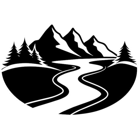 River with mountain vector clipart illustration 13 | Premium Vector