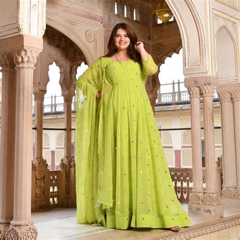 Buy Citrus Radiance Georgette Embroidered Anarkali Set | Meera Plus Size