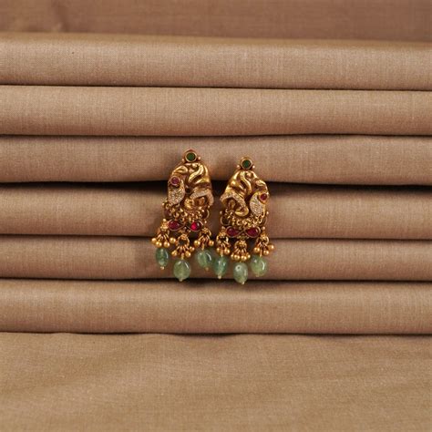 Shop Silver Antique Gold Plated Jadau Kundan nakashi Peacock Earrings ...
