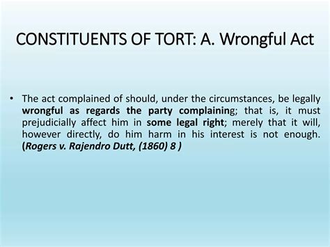An Introduction to Law of Torts: Meaning, Nature and Essential elements | PPTX