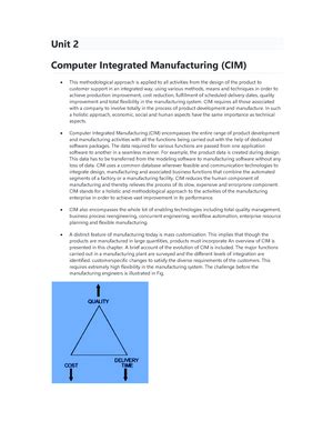 CIM UNIT 3 - Summary COMPUTER INTEGRATED MANUFACTURING - UNIT 3 ...