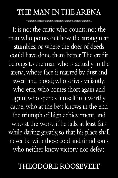 The Man in the Arena Motivational Unframed Poster or Print by Theodore ...
