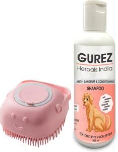 Gurez Dandruff & Conditioning dog Shampoo 200ml + Dog Bath Brush with ...