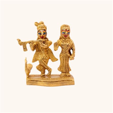 Buy Radha Krishna Brass Idol with Blue eyes – Shri Gouri Gopal
