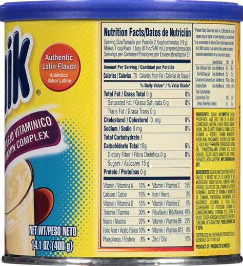 Nesquik Vanilla Powder Nutrition Facts | Besto Blog