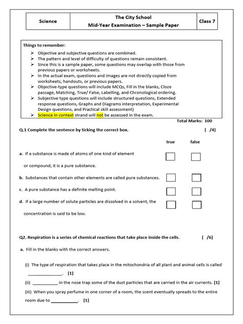 Image result for Class 7 Science First Chapter Test Paper
