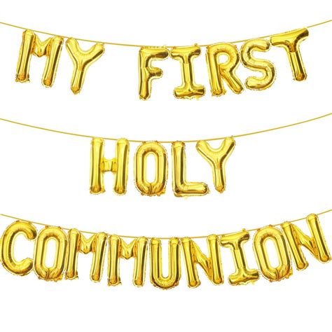 Tihuprly Gold My First Holy Communion Balloon Banner First Holy ...