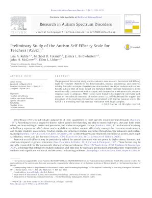 Preliminary Study Of The Autism Self-Efficacy Scale For Teachers (ASSET ...