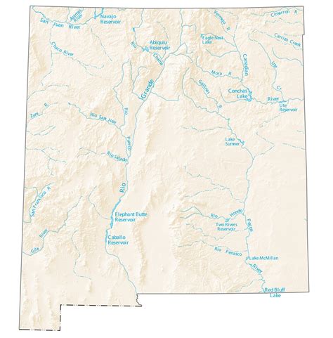 New Mexico Lakes and Rivers Map - GIS Geography