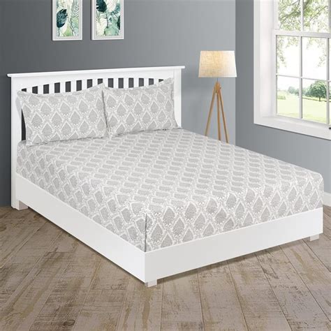 Buy SWAYAM Pastel Vogue-Grey Ethnic Printed Cotton Double Bedsheet Set ...