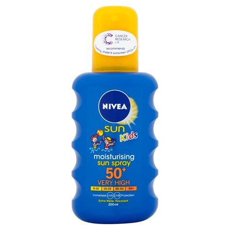 Nivea Moisturising Sun Spray for Kids, Very High SPF 50+, 200 ml ...