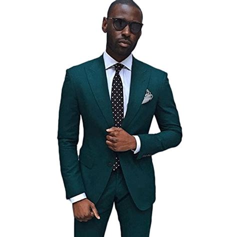 Buy Yanlu Green Slim Fit Wedding Dress For Men 2 Piece Groom Tuxedos ...