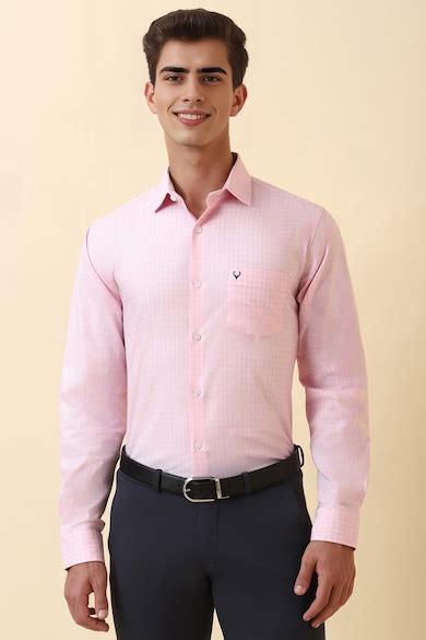 Buy Men Pink Check Full Sleeves Formal Shirt Online - 40041756 | Allen ...