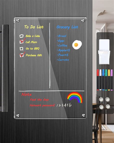 bamandan Clear Acrylic Magnetic Dry Erase Board for Fridge,12"x8 ...