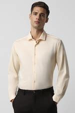 Buy Men Beige Slim Fit Solid Full Sleeves Formal Shirt Online ...