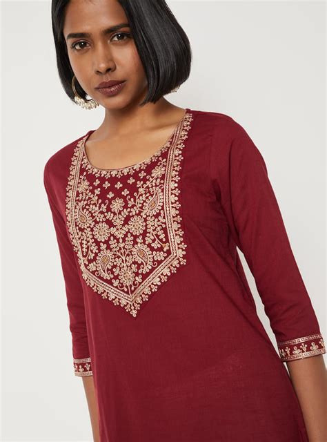 Buy Women Yoke Embroidered Straight Kurta Online at just Rs. 599.0 ...