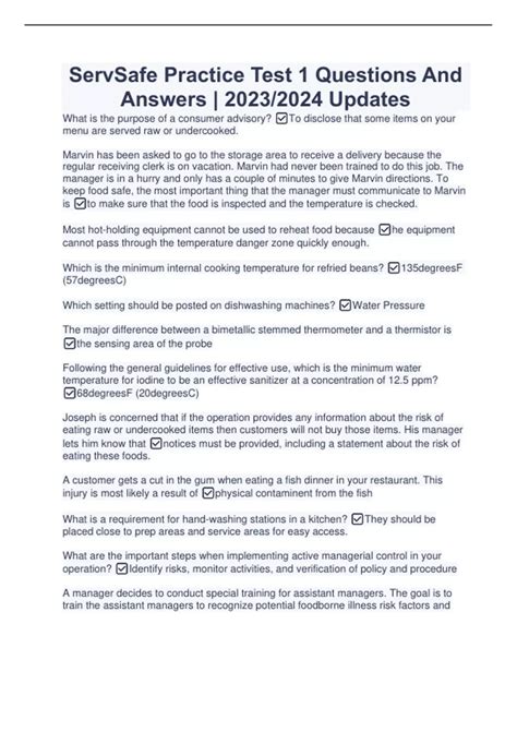 Image result for ServSafe Practice Test Answer Key