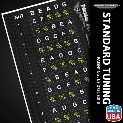 Buy 5 String Bass Guitar Fretboard Note Map Decals/Stickers Online at ...