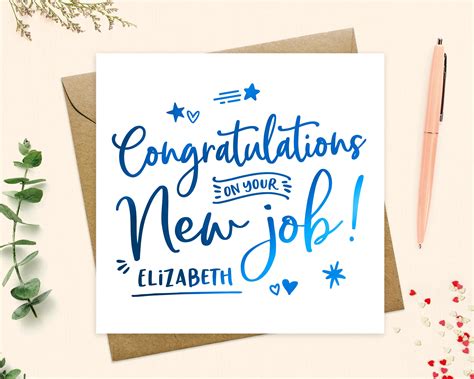 New Job Congratulations Card Personalised New Job Card - Etsy